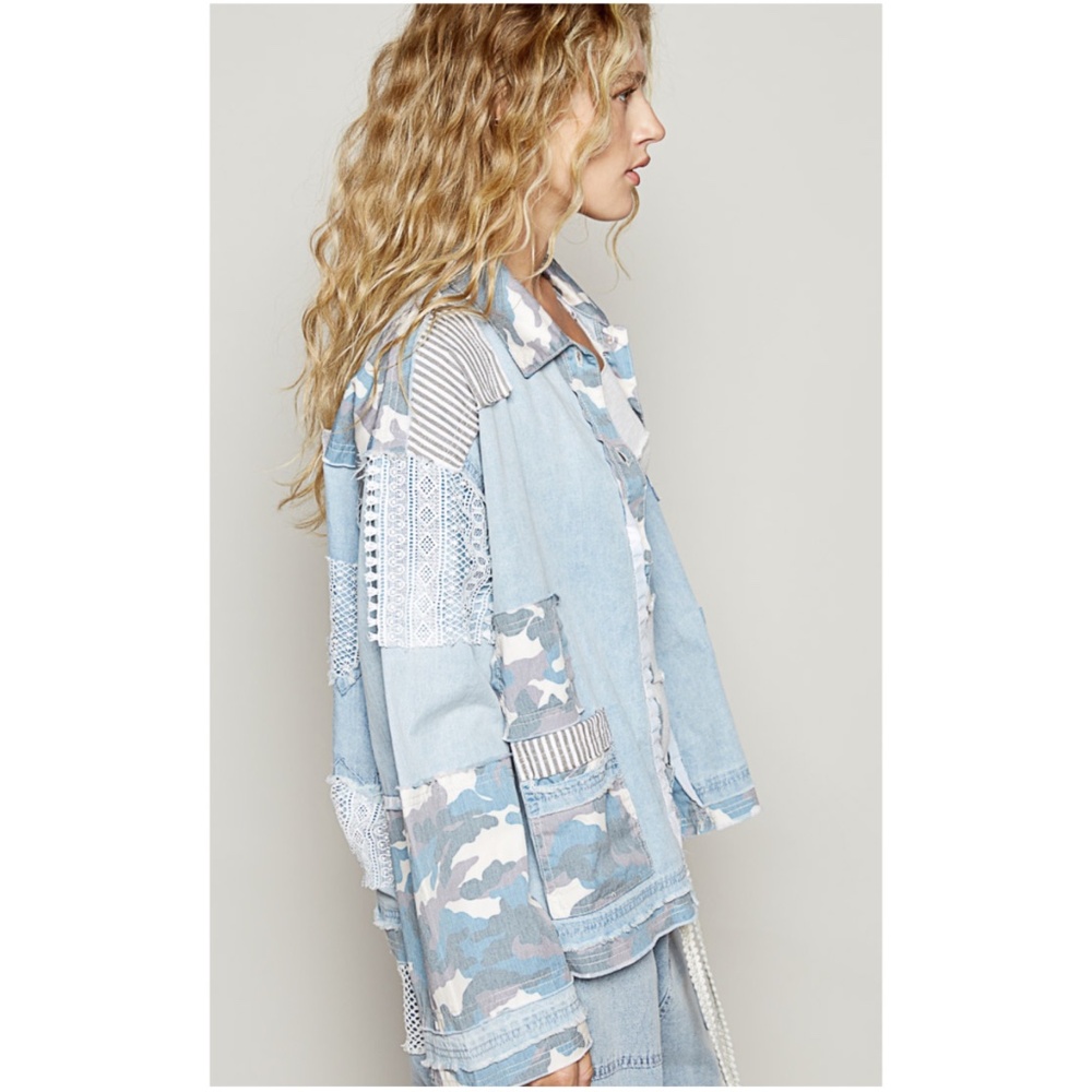 POL Light Blue and White Jean Jacket - Picture 3 of 5